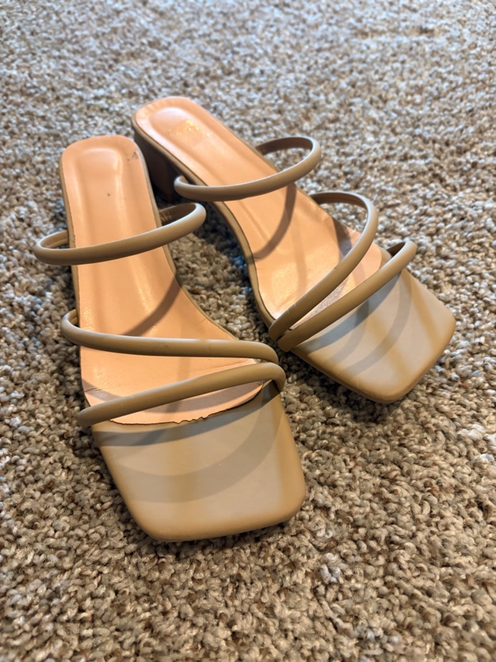 Unbranded Women's Neutral Strappy Block Heel Sandals - Beige